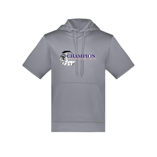 [6871.059.S-LOGO1] Men's Dri Fit Short Sleeve Hoodie (Adult S, Gray, Logo 1)
