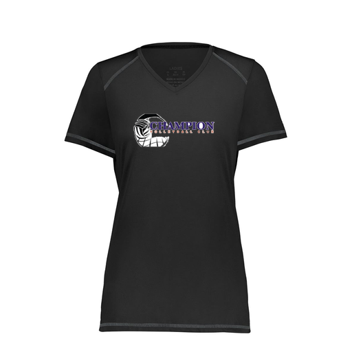 [6844.080.XS-LOGO1] Women's SoftTouch Short Sleeve (Female Adult XS, Black, Logo 1)