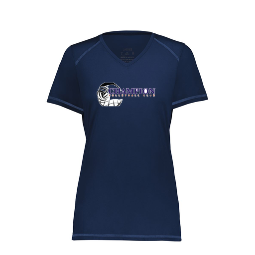 [6844.065.XS-LOGO1] Women's SoftTouch Short Sleeve (Female Adult XS, Navy, Logo 1)