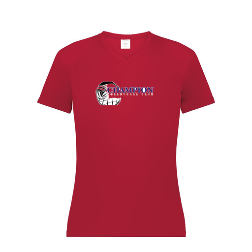 [2792.083.XS-LOGO1] Ladies Smooth Sport V-Neck T-Shirt (Female Adult XS, Red, Logo 1)