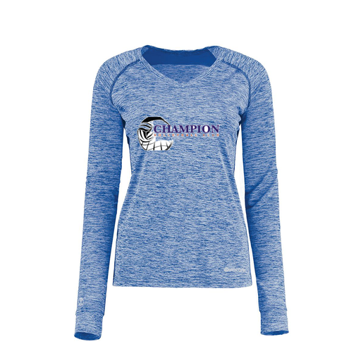 [222770.U55.XS-LOGO1] Ladies Electric Long Sleeve Shirt (Female Adult XS, Royal, Logo 1)