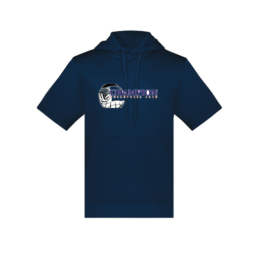 [6871.065.S-LOGO1] Men's Dri Fit Short Sleeve Hoodie (Adult S, Navy, Logo 1)