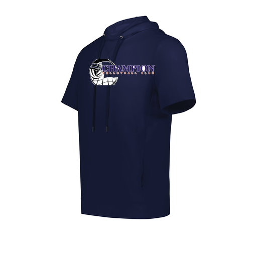 [222505.065.S-LOGO1] Men's Venturs Soft Knit Short Sleeve Hoodie (Adult S, Navy, Logo 1)