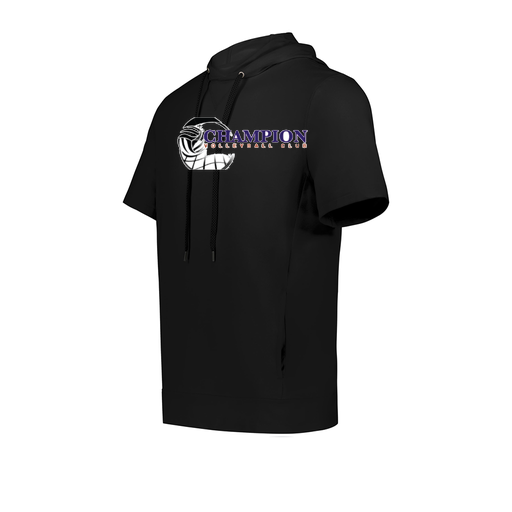 [222605.080.S-LOGO1] YOUTH VENTURA SOFT KNIT SHORT SLEEVE HOODIE (Youth S, Black, Logo 1)